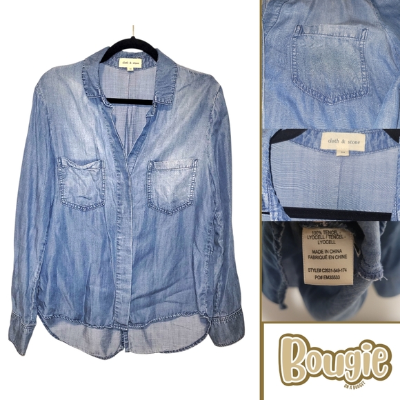 cloth & stone Tops - Cloth & Stone Chambray Tencel Button Down Shirt | Anthropologie Style | M